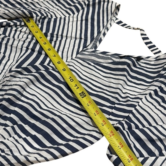 Express Nautical Stripe Ruffle Hem Deep V-Neck Casual Chic Blouse Coastal XS - Picture 8 of 9